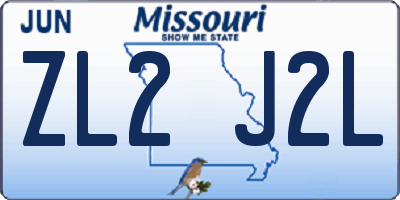 MO license plate ZL2J2L