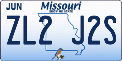MO license plate ZL2J2S
