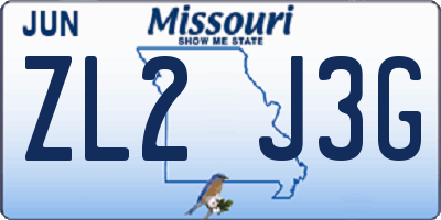 MO license plate ZL2J3G