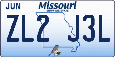 MO license plate ZL2J3L