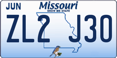 MO license plate ZL2J3O