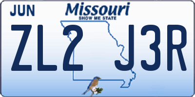 MO license plate ZL2J3R