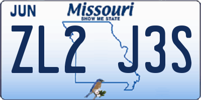 MO license plate ZL2J3S