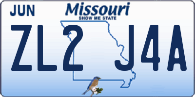 MO license plate ZL2J4A