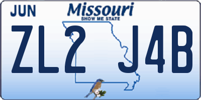 MO license plate ZL2J4B