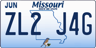 MO license plate ZL2J4G