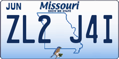 MO license plate ZL2J4I