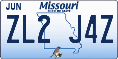 MO license plate ZL2J4Z