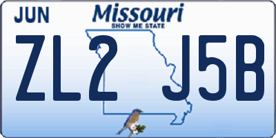 MO license plate ZL2J5B