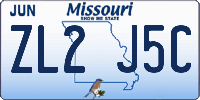 MO license plate ZL2J5C