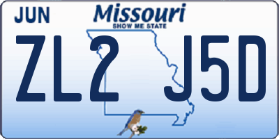 MO license plate ZL2J5D