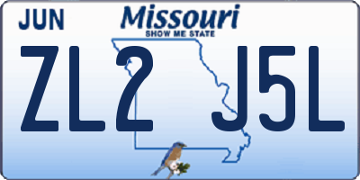 MO license plate ZL2J5L