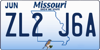 MO license plate ZL2J6A