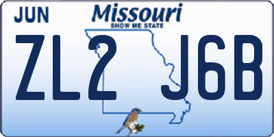 MO license plate ZL2J6B