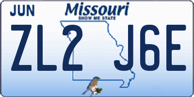 MO license plate ZL2J6E