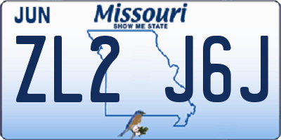MO license plate ZL2J6J