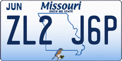 MO license plate ZL2J6P