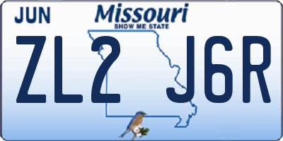MO license plate ZL2J6R