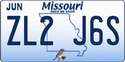MO license plate ZL2J6S