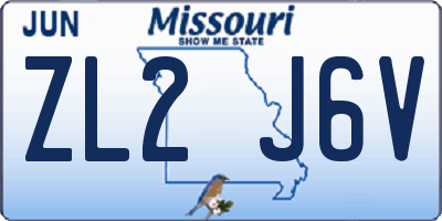 MO license plate ZL2J6V