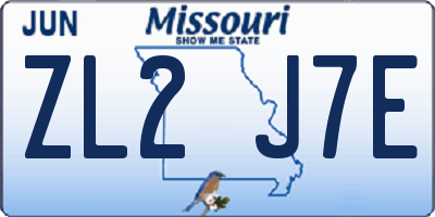 MO license plate ZL2J7E