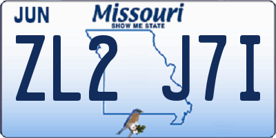 MO license plate ZL2J7I