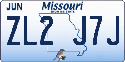 MO license plate ZL2J7J