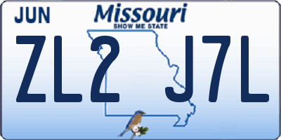 MO license plate ZL2J7L