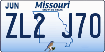 MO license plate ZL2J7O