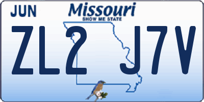 MO license plate ZL2J7V