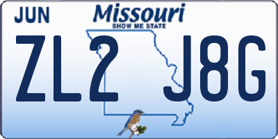 MO license plate ZL2J8G