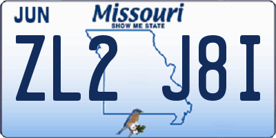 MO license plate ZL2J8I