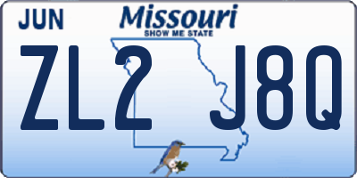 MO license plate ZL2J8Q