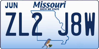 MO license plate ZL2J8W