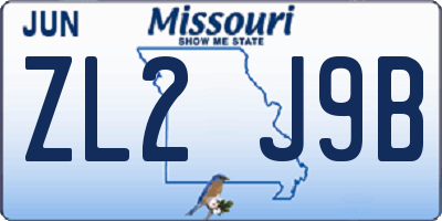 MO license plate ZL2J9B