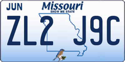 MO license plate ZL2J9C