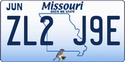 MO license plate ZL2J9E