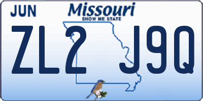 MO license plate ZL2J9Q