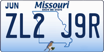 MO license plate ZL2J9R