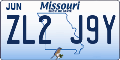 MO license plate ZL2J9Y