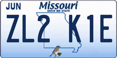 MO license plate ZL2K1E