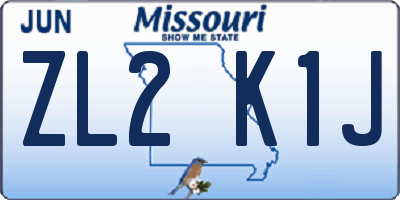 MO license plate ZL2K1J