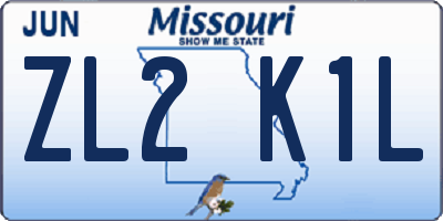 MO license plate ZL2K1L
