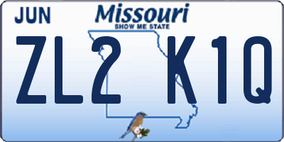 MO license plate ZL2K1Q