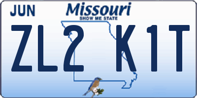 MO license plate ZL2K1T