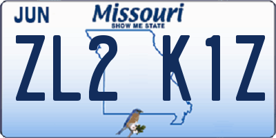 MO license plate ZL2K1Z