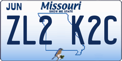 MO license plate ZL2K2C
