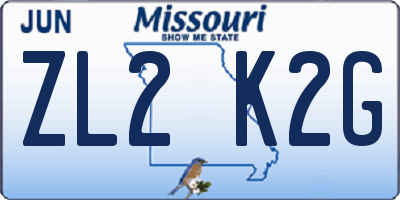 MO license plate ZL2K2G