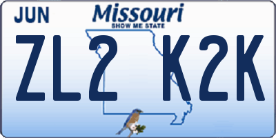 MO license plate ZL2K2K