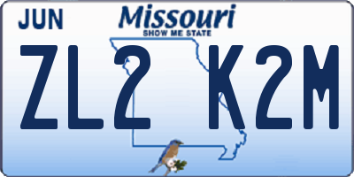 MO license plate ZL2K2M